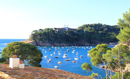 Beach of Aiguablava in Begur village, Mediterranean sea, Catalonia, Spain. Near Barcelonaのeditorial素材