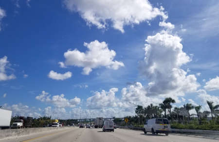 MIAMI, Nov 30, 2017: Miami Traffic on a summer day. Florida, USA.のeditorial素材