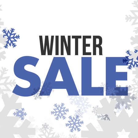 Winter sale snowflakes illustration design over a white background