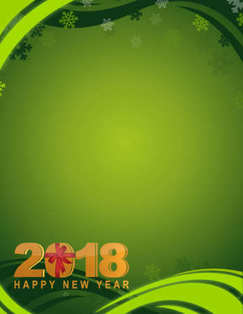 2018 Happy New Year green winter card illustration designのイラスト素材