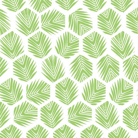 Palm leaves polygon pattern background. Flat style. green and white. illustration design graphicのイラスト素材