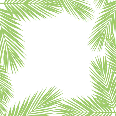 Palm leaves background. Flat style. green and white. illustration design graphicのイラスト素材