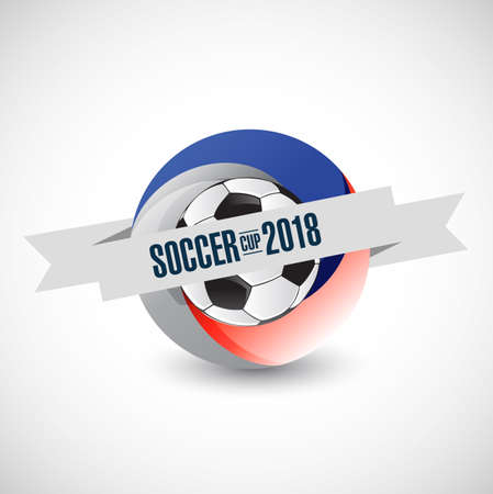 Russia soccer cup 2018 sign Illustrator. Design graphic isolated over white.のイラスト素材
