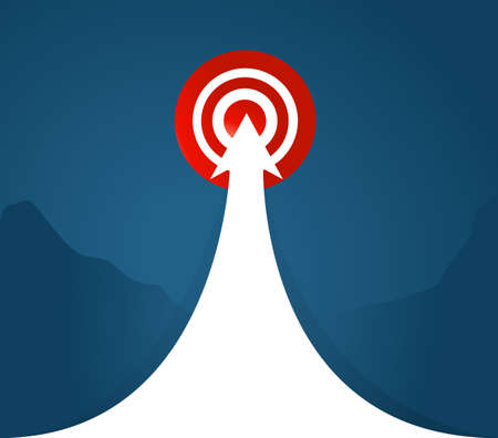 arrow to a target location over a blue background. concept graphicのイラスト素材