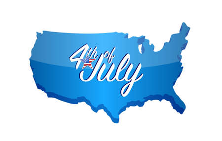 4th of july map sign. Vector Illustration. isolated over white backgroundのイラスト素材