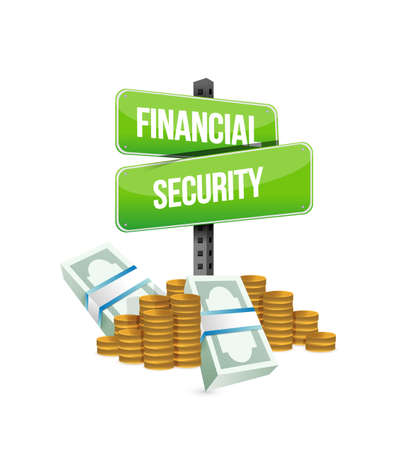 financial security street signs design concept. Vector Illustration. isolated over whiteのイラスト素材