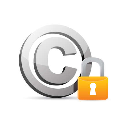 copyright sign with padlock sign. bussiness concept illustration. isolated over a white backgroundのイラスト素材