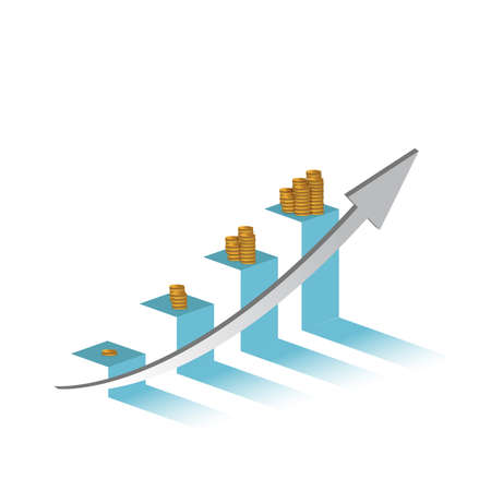increasing profits on a business graph.financial concept. hitting the target. illustration design graphic isolated over whiteのイラスト素材