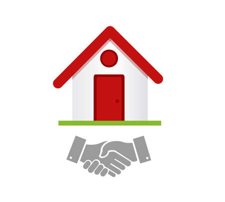 Real estate business handshake agreement. isolated illustration over whiteのイラスト素材