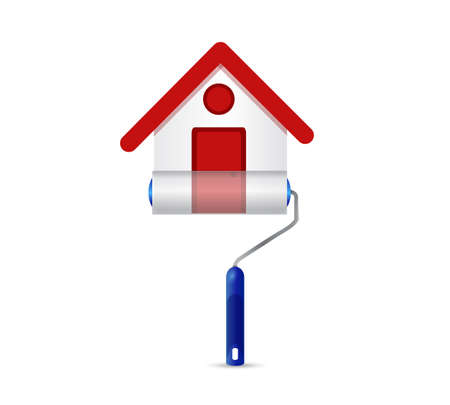 House repair icon. Paint roller over a white backgroundのイラスト素材