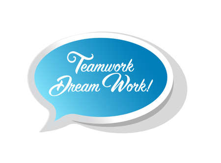 Teamwork makes the dream work bright ribbon message  isolated over a white backgroundのイラスト素材