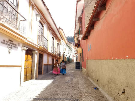 LA PAZ, BOLIVIA, DEC 2018: La Paz, Bolivia streets in city center on a bright summer dayのeditorial素材