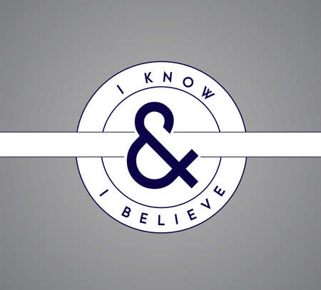 I Know, I Believe puzzle pieces union concept. infographic illustration stamp. Gray Backgroundのイラスト素材