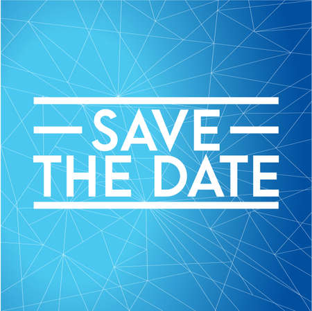 Save the date stamp concept. infographic illustration. blue link network Backgroundのイラスト素材