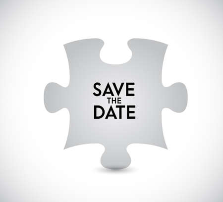 Save the date puzzle missing piece concept. infographic illustration. White Backgroundのイラスト素材