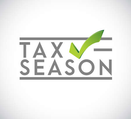 Tax time approval checkmark stamp concept icon illustration design over a white background のイラスト素材