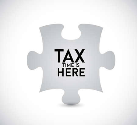 Tax time is here puzzle piece icon illustration design over a white background のイラスト素材