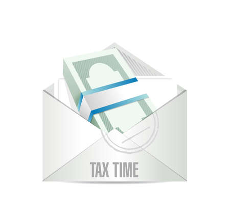 Tax time cash back envelope concept icon illustration design over a white background のイラスト素材