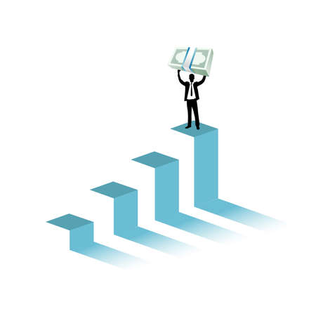 business graph and businessman illustration design graphic over a white backgroundのイラスト素材