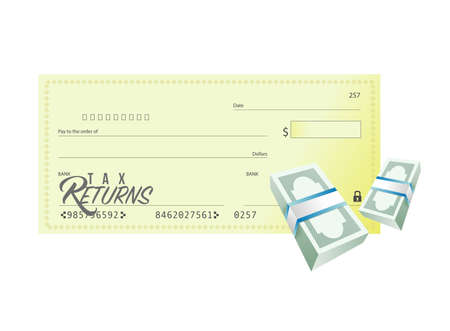 Tax returns bank check sign illustration design graphic over a white backgroundのイラスト素材