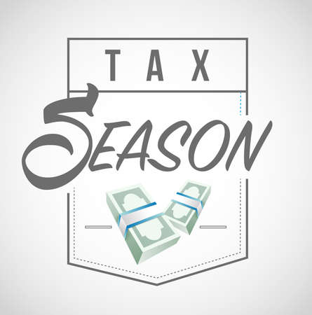 Tax season is here shield illustration design graphic over a white backgroundのイラスト素材