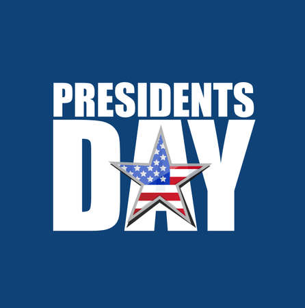 Presidents day US flag star text icon illustration design isolated over blue backgroundのイラスト素材