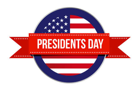 Presidents day US flag seal and ribbon icon illustration design isolated over whiteのイラスト素材