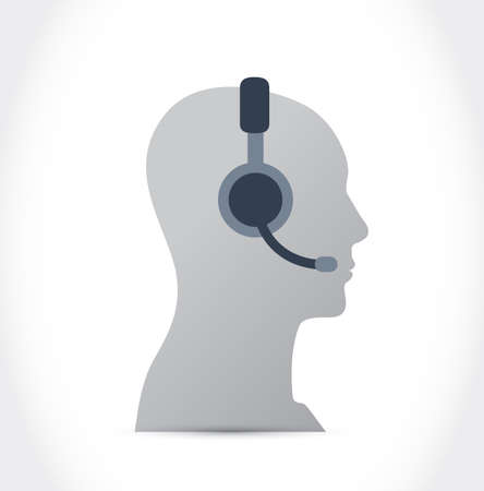 customer support. Headset. illustration design isolated over a white background.のイラスト素材