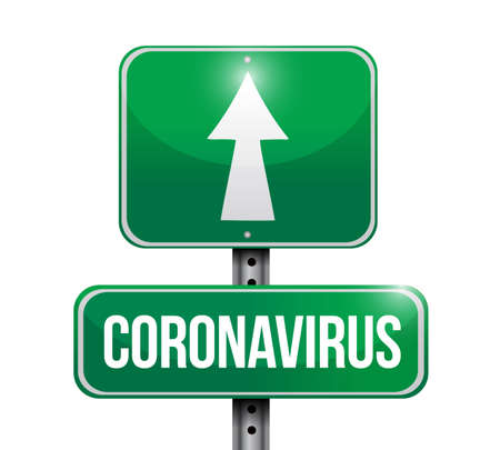 Coronavirus ahead warning sign isolated over a white backgroundのイラスト素材