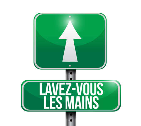 Wash your hands sign in french illustration design isolated over whiteの写真素材