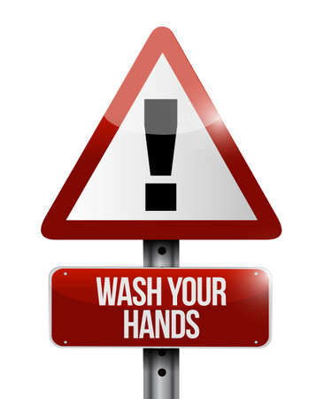 Wash your hands sign illustration design isolated over whiteの写真素材