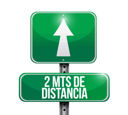Stay 2mts apart street sign in spanish illustration design over a white backgroundのイラスト素材