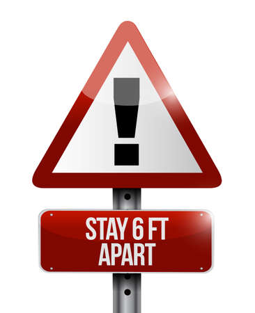 Stay 6ft apart warning street sign illustration design over a white backgroundのイラスト素材