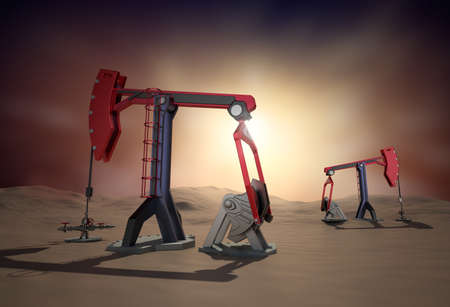 Oil Rig   Pump jack in the desert  3d imageの写真素材