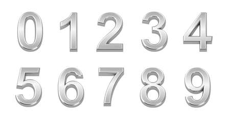 Chrome numbers set from 0 to 9 の写真素材