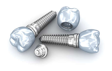 Dental implants , crown with pin isolated on white