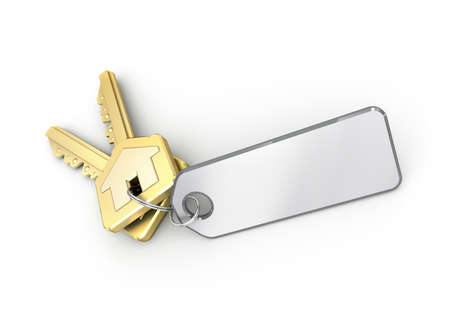 Key with blank card. isolated on white