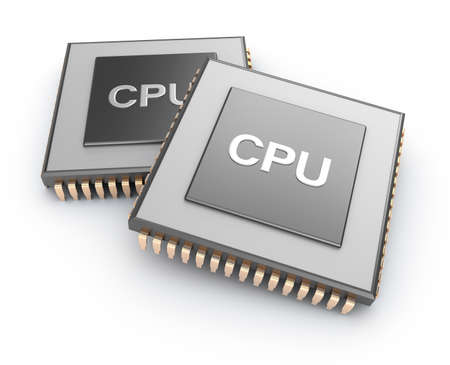Cpu chips over white backgroundの写真素材
