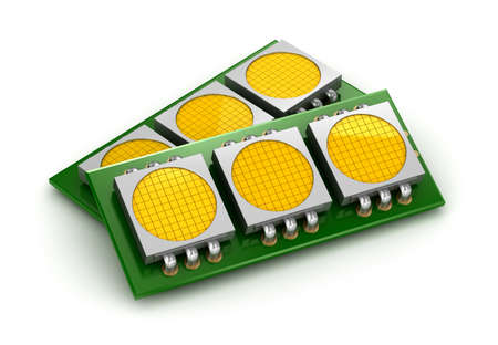 LED chip panels over white 3D illustrationの写真素材