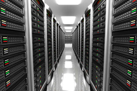 Modern interior of server room in datacenter