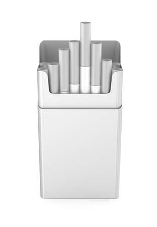 Cigarettes pack 3D illustration isolated over whiteの写真素材