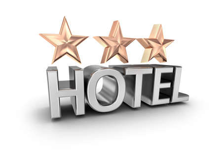 Three stars hotel text, 3d concept isolated on whiteの写真素材