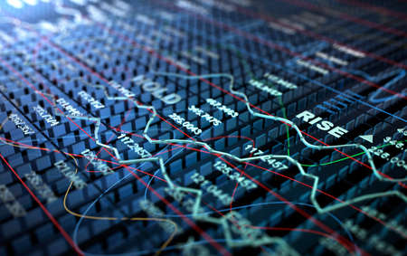 Stock Exchange 3D Graph background, 3D illustrationの写真素材