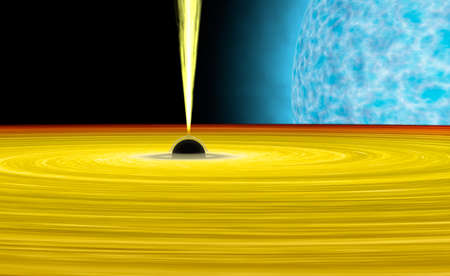 Black hole absorbs star, Astronomically accurate 3D illustrationの写真素材