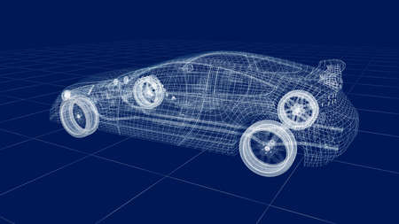 Transparent car design, wire model.3D illustration. My own car design.の写真素材