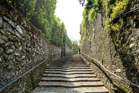 An old stairs in Menaggio. Province Como. Italyの写真素材