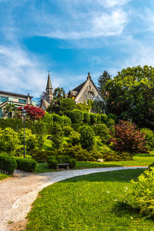 Bellagio park views, Small town on lake Como, Italyの写真素材