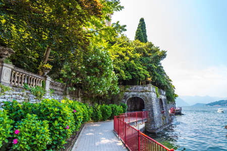 Embankment of Varenna on lake Como, Italy travelの写真素材