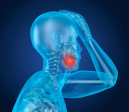 Teeth pain Attack, man suffering from teeth pain. 3D illustrationの写真素材