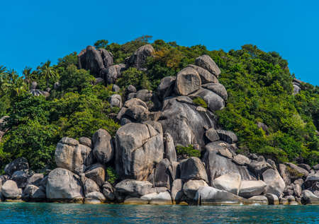 Koh Tao Island beautiful stones and wild beach, Thailandの写真素材